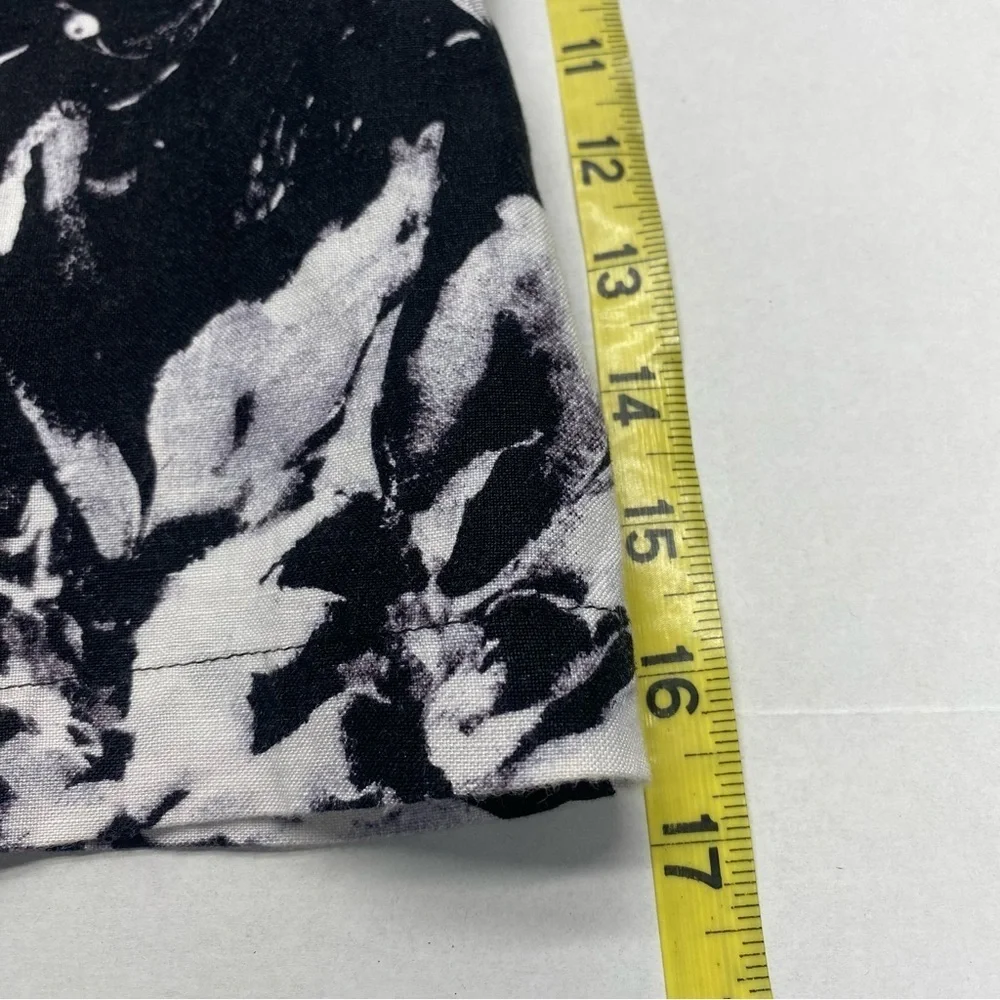 Catherines Monochrome Floral Open Jacket 2X 3/4 SL Pockets Black/White